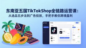 东南亚五国TikTok Shop全链路运营课：从选品五步法到广告投放，手把手教你跨境盈利-识享社