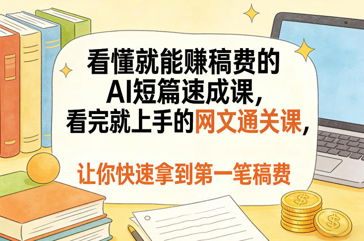 看懂就能賺稿费的AI短篇速成课,看完就上手的网文通关课,让你快速拿到第一笔稿费-识享社