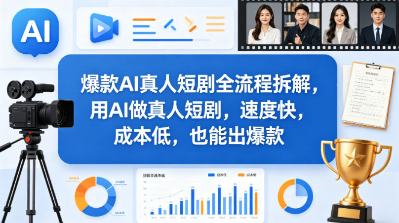 爆款AI真人短剧全流程拆解,用AI做真人短剧,速度快,成本低,也能出爆款-识享社