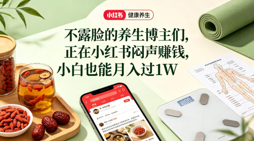 小红书健康养生科普图文赛道，不露脸的养生博主们，正在小红书闷声賺钱，小白也能月入过1W