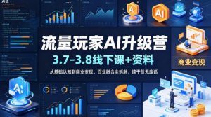 流量玩家AI升级营(3.7-3.8线下课和资料)，从基础认知到商业变现、百业融合全拆解，纯干货无废话-识享社