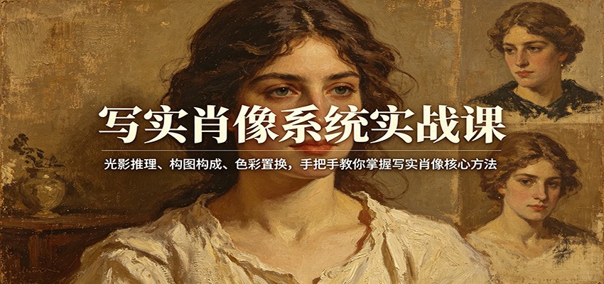 图片[1]-写实肖像系统实战课：光影推理、构图构成、色彩置换，手把手教你掌握写实肖像核心方法-识享社