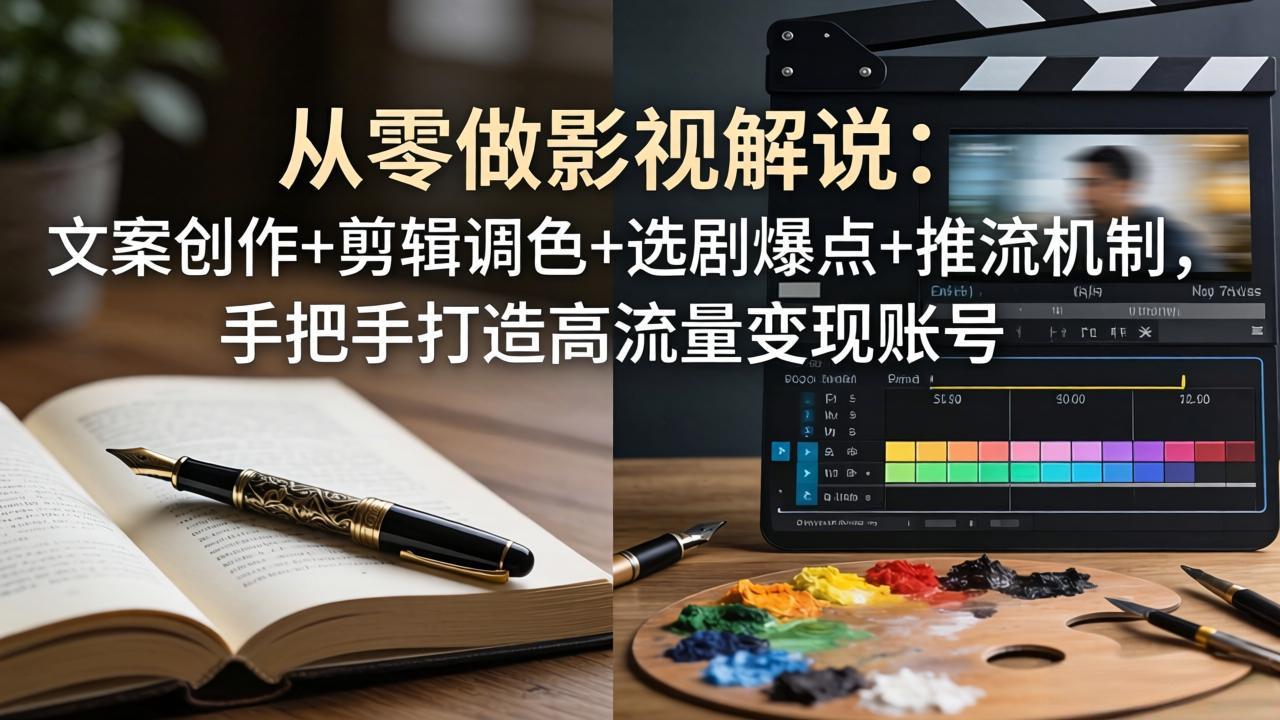 从零做影视解说:文案创作+剪辑调色+选剧爆点+推流机制,手把手打造高流量变现账号-识享社
