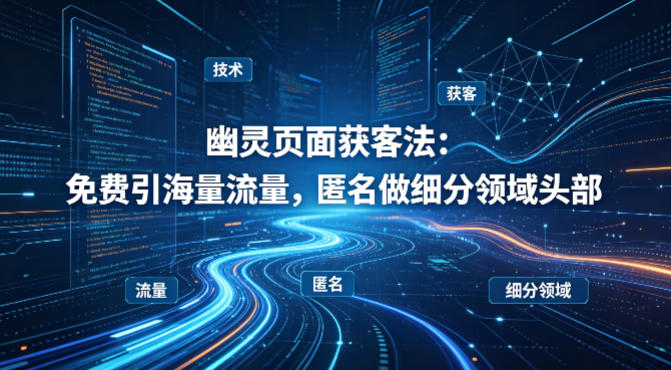 用懂技术!幽灵页面获客法:免费引海量流量,匿名做细分领域头部-识享社