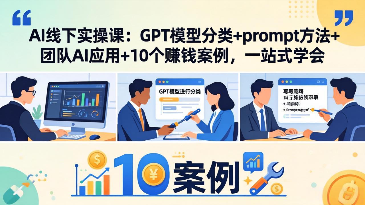 AI线下实操课:GPT模型分类+prompt方法+团队AI应用+10个赚钱案例,一站式学会-识享社