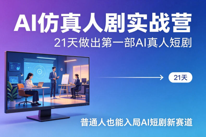 AI仿真人剧实战营，21天做出第一部AI真人短剧，普通人也能入局AI短剧新赛道-识享社