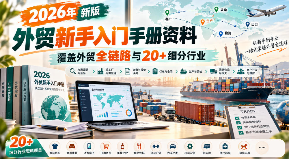 2026年新版外贸新手入门手册资料，覆盖外贸全链路与20+细分行业-识享社