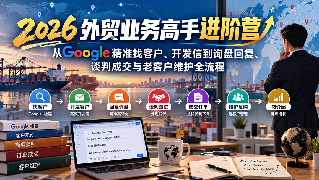 2026外贸业务高手进阶营：从Google精准找客户、开发信到询盘回复、谈判成交与老客户维护全流程-识享社