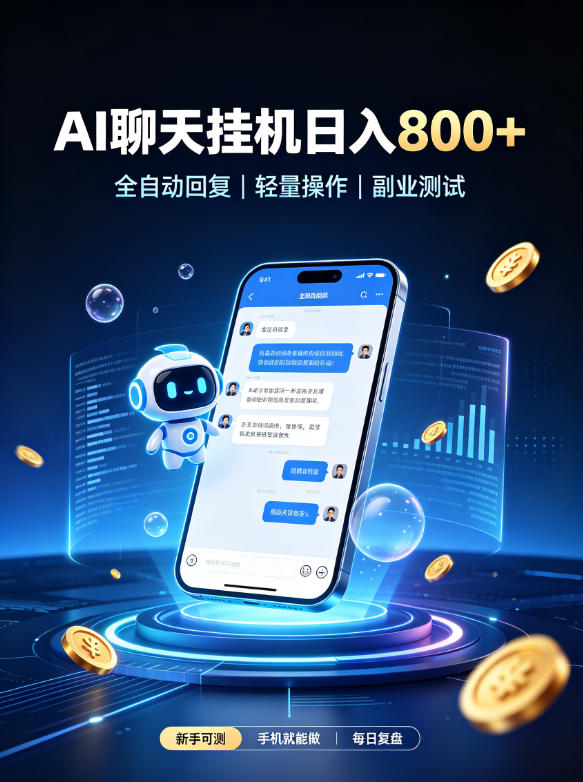 AI聊天挂G项目，日入800➕，全自动操作，适用个人副业，支持工作室矩阵操作【揭秘】-识享社