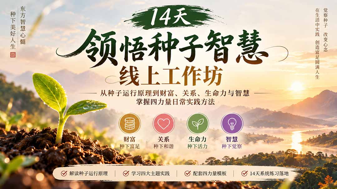 14天领悟种子智慧线上工作坊｜从种子运行原理到财富、关系、生命力与智慧，掌握四力量日常实践方法-识享社