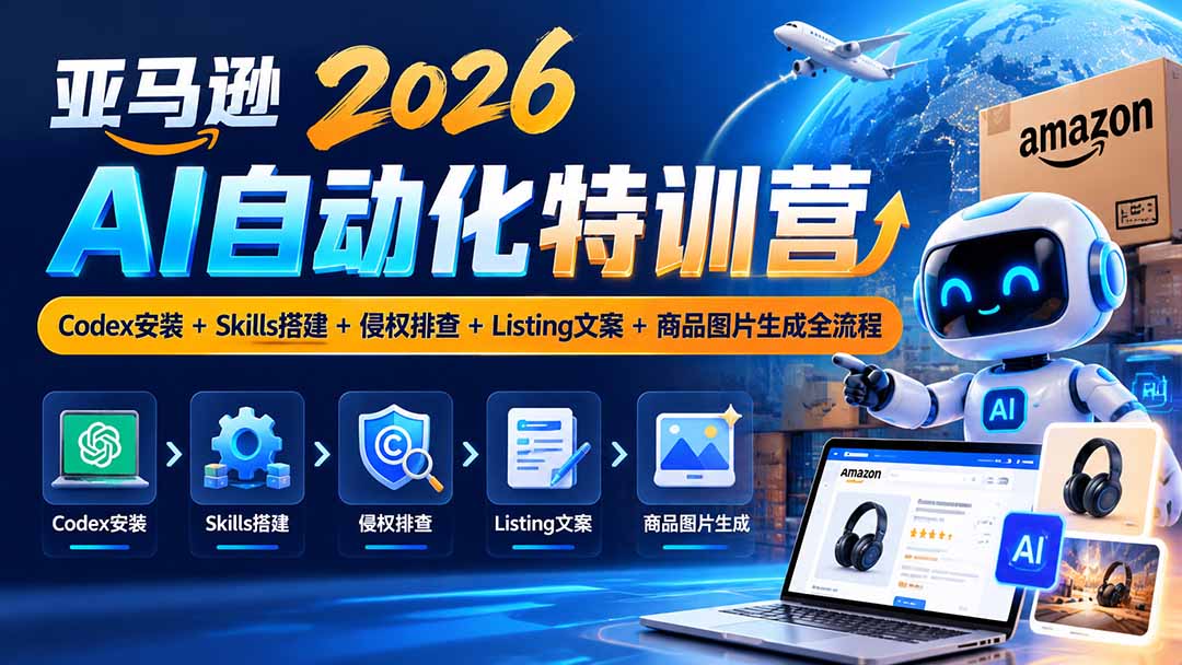 亚马逊2026AI自动化-10月特训营：Codex安装+Skills搭建+侵权排查+Listing文案+商品图片生成全流程-识享社