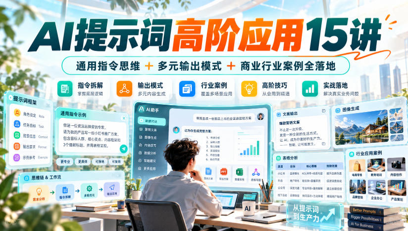 AI提示词高阶应用15讲|通用指令思维+多元输出模式+商业行业案例全落地-识享社