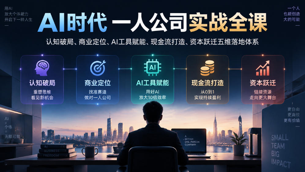 AI时代一人公司实战全课｜认知破局、商业定位、AI工具赋能、现金流打造、资本跃迁五维落地体系-识享社