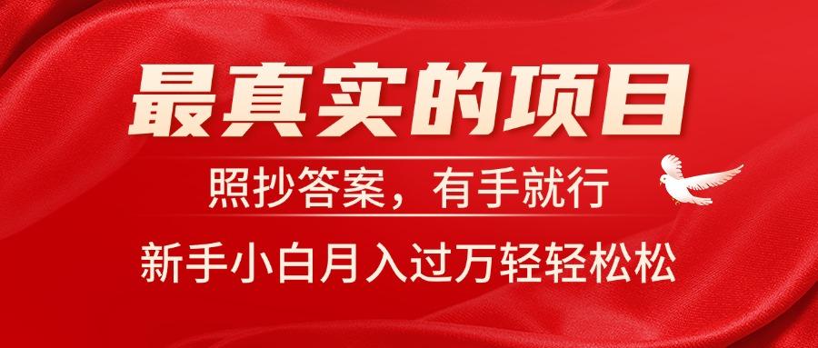 最真实的项目,照抄答案,有手就行,新手小白月入过万轻轻松松-识享社