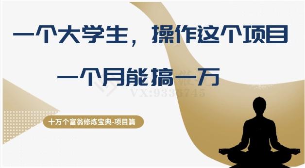 十万个富翁修炼宝典之4.一个大学生操作这个项目,一个月能搞一万-识享社