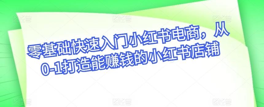 零基础快速入门小红书电商,从0-1打造能赚钱的小红书店铺-识享社
