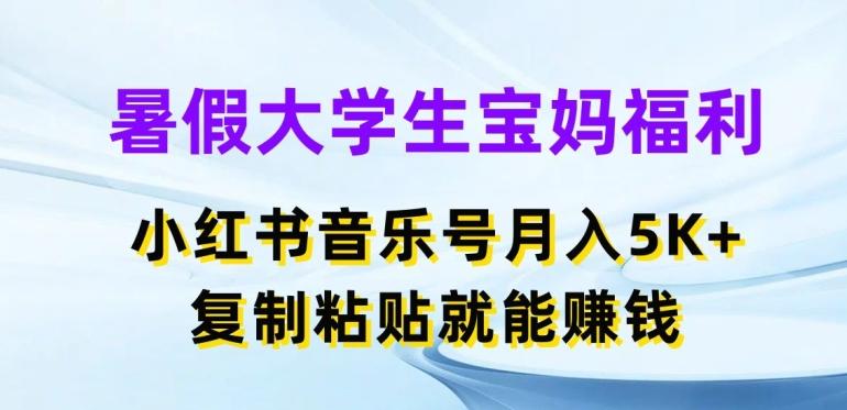 暑假大学生宝妈福利，小红书音乐号月入5000+，复制粘贴就能赚钱【揭秘】-识享社