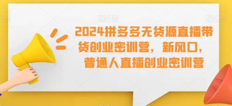 2024拼多多无货源直播带货创业密训营,新风口,普通人直播创业密训营-识享社