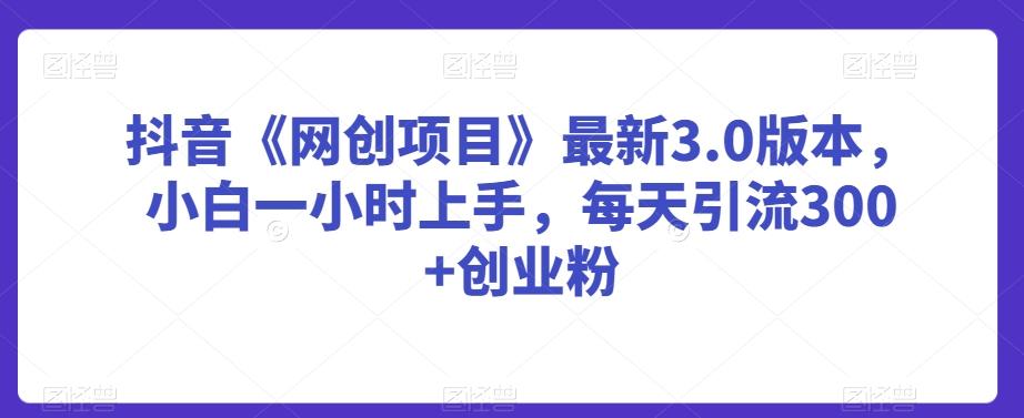 抖音《网创项目》最新3.0版本，小白一小时上手，每天引流300+创业粉【揭秘】-识享社