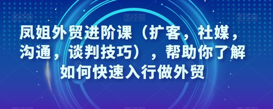 凤姐外贸进阶课（扩客，社媒，沟通，谈判技巧），帮助你了解如何快速入行做外贸-识享社