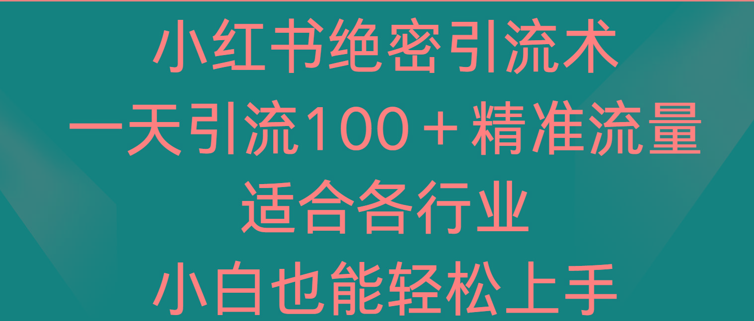 小红书绝密引流术，一天引流100＋精准流量，适合各个行业，小白也能轻松上手-识享社