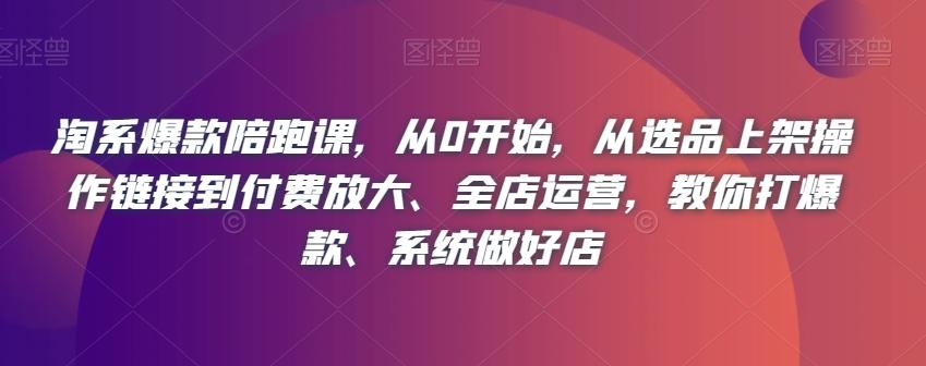 淘系爆款陪跑课,从0开始,从选品上架操作链接到付费放大、全店运营,教你打爆款、系统做好店-识享社