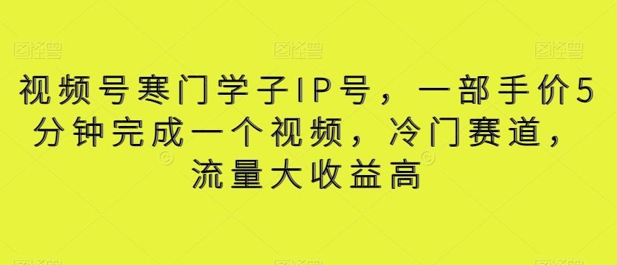 视频号寒门学子IP号，一部手价5分钟完成一个视频，冷门赛道，流量大收益高【揭秘】-识享社