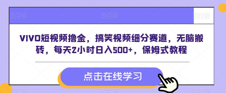 VIVO短视频撸金,搞笑视频细分赛道,无脑搬砖,每天2小时日入500+,保姆式教程-识享社
