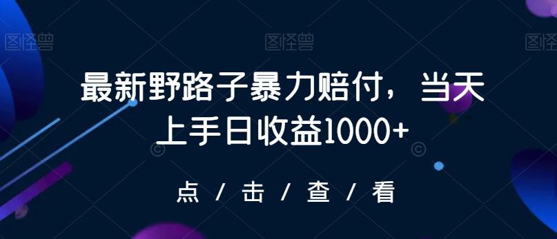 最新野路子暴力赔付，当天上手日收益1000+【仅揭秘】-识享社