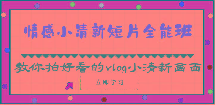 情感小清新短片全能班-教你拍好看的vlog小清新画面(30节课)-识享社