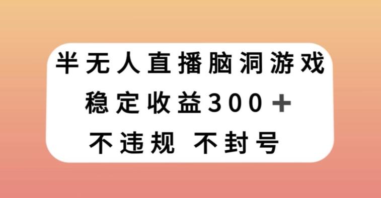 半无人直播脑洞小游戏，每天收入300+，保姆式教学小白轻松上手【揭秘】-识享社