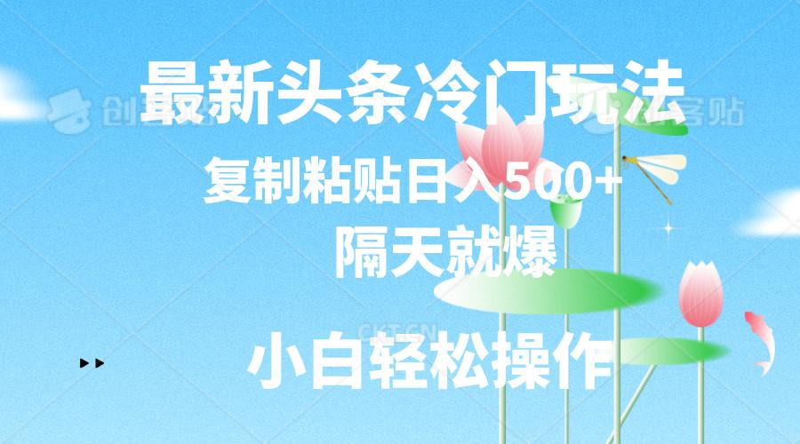 最新头条冷门玩法,隔天就爆,复制粘贴日入500+-识享社