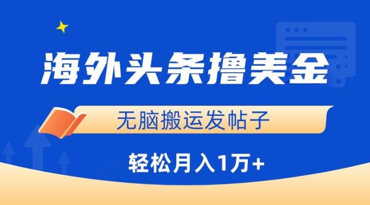 海外头条撸美金，无脑搬运发帖子，月入1万+，小白轻松掌握【揭秘】-识享社