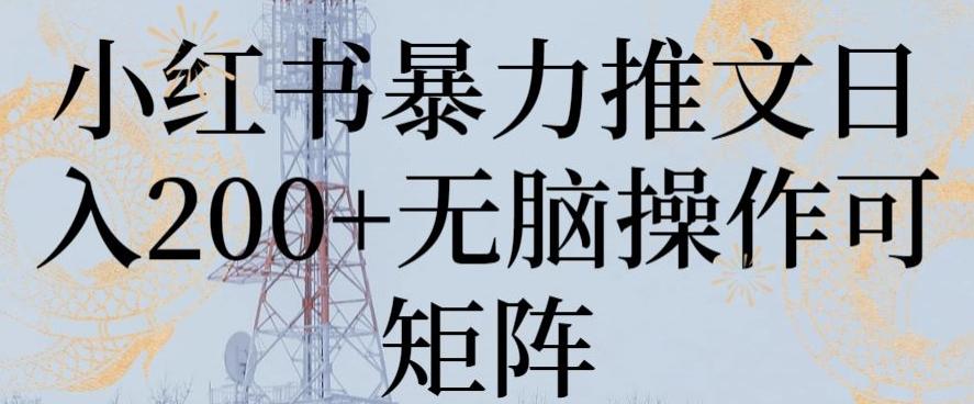 小红书暴力推文日入200+无脑操作可矩阵【揭秘】-识享社