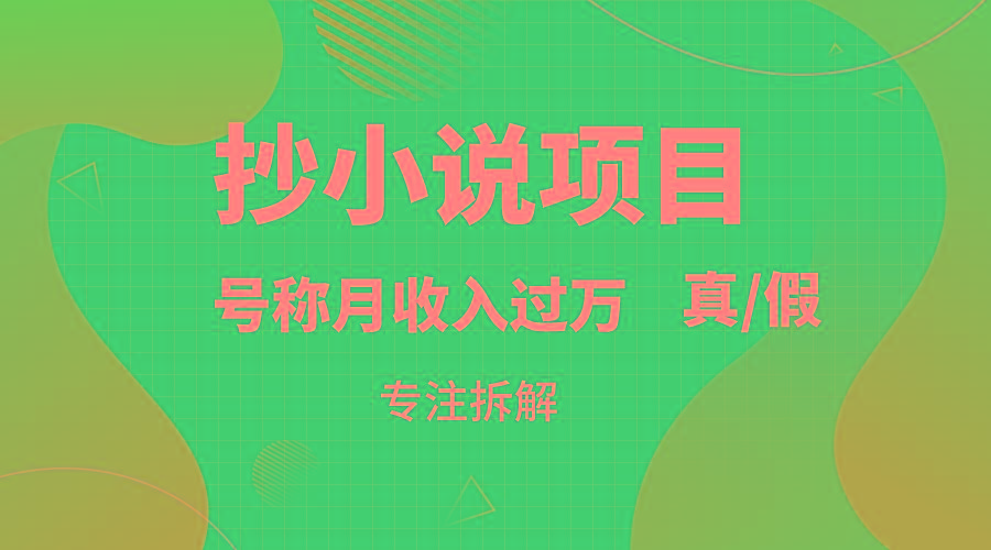 抄小说项目，号称月入过万，到底是否真实，能不能做，详细拆解-识享社