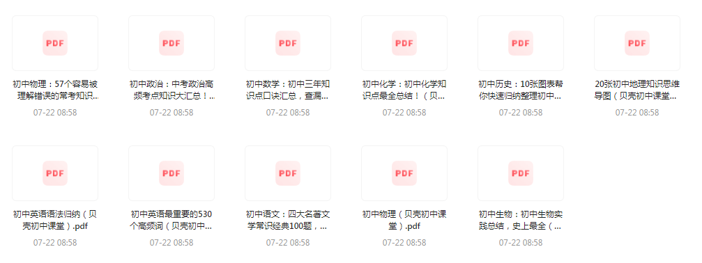 初中全科知识清单资料-识享社