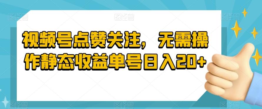 视频号点赞关注，无需操作静态收益单号日入20+-识享社