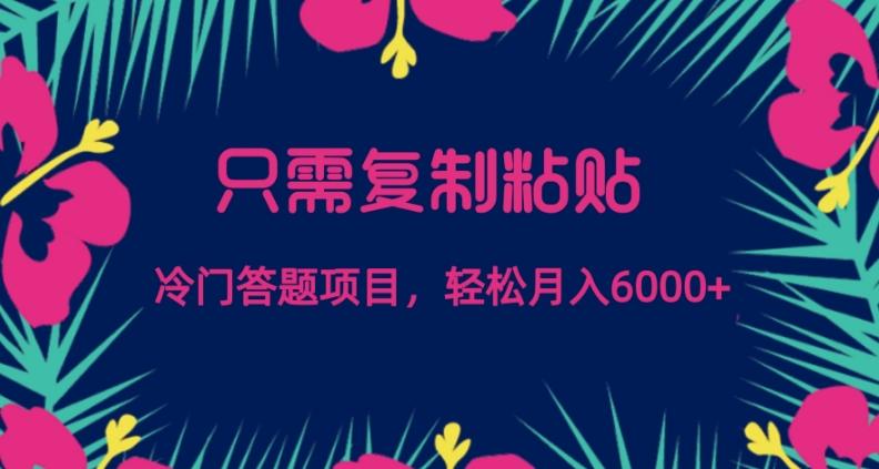 只需复制粘贴，冷门答题项目，轻松月入6000-识享社