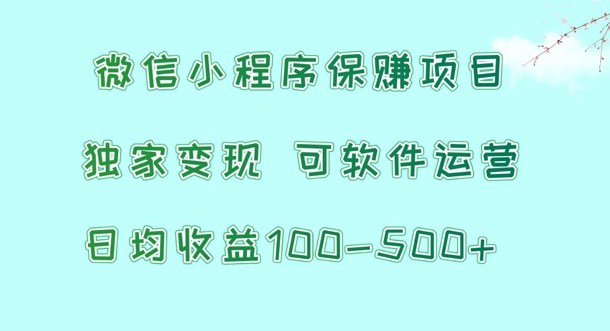 微信小程序保赚项目，日均收益100~500+，独家变现，可软件运营-识享社