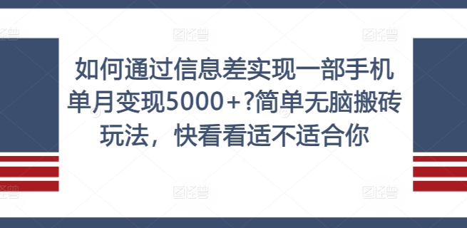 如何通过信息差实现一部手机单月变现5000+?简单无脑搬砖玩法，快看看适不适合你【揭秘】-识享社