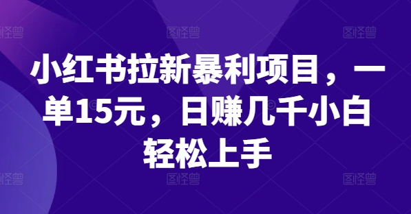 小红书拉新暴利项目，一单15元，日赚几千小白轻松上手【揭秘】-识享社