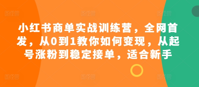 小红书商单实战训练营,全网首发,从0到1教你如何变现,从起号涨粉到稳定接单,适合新手-识享社
