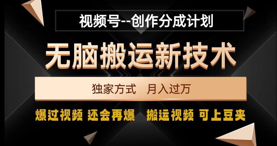 视频号无脑搬运新技术,破原创壕流量,独家方式,爆过视频,还会再爆【揭秘】-识享社