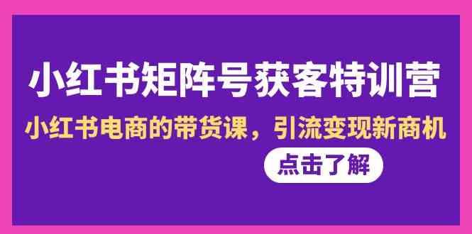 小红书矩阵号获客特训营-第10期，小红书电商的带货课，引流变现新商机-识享社