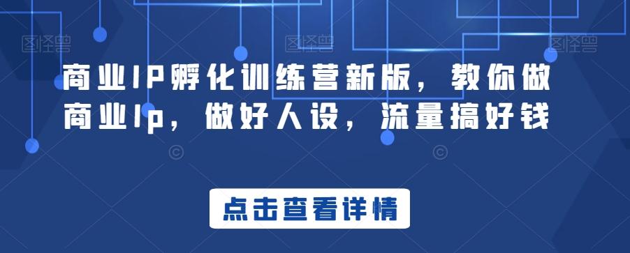 商业IP孵化训练营新版，教你做商业Ip，做好人设，流量搞好钱-识享社
