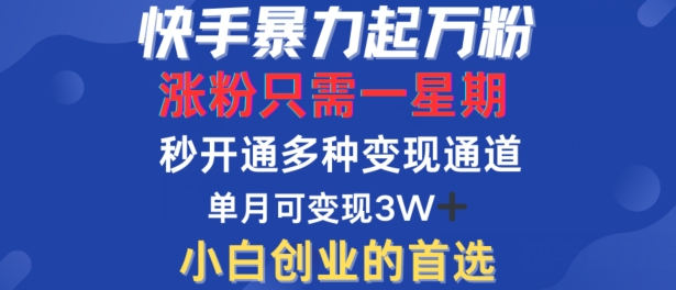 快手暴力起万粉，涨粉只需一星期，多种变现模式，直接秒开万合，单月变现过W【揭秘】-识享社