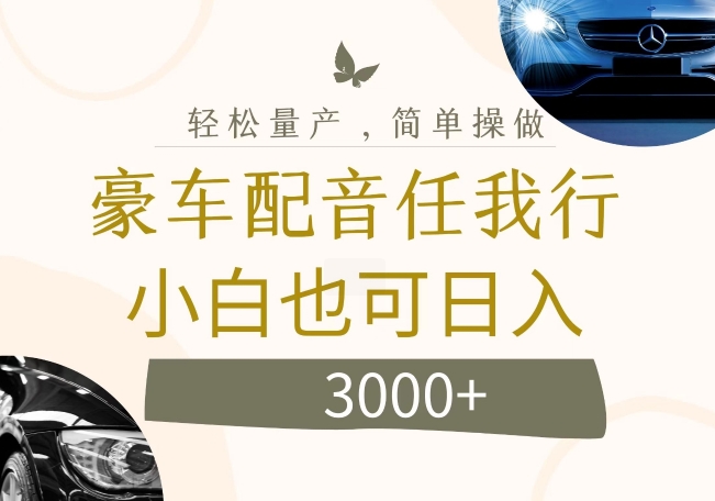 不为人知的暴力小项目，豪车配音，日入几张【揭秘】-识享社