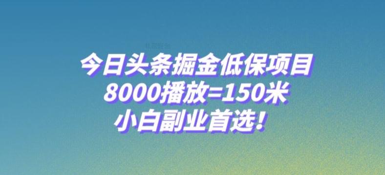 今日头条掘金低保项目，8000播放=150米，小白副业首选【揭秘】-识享社