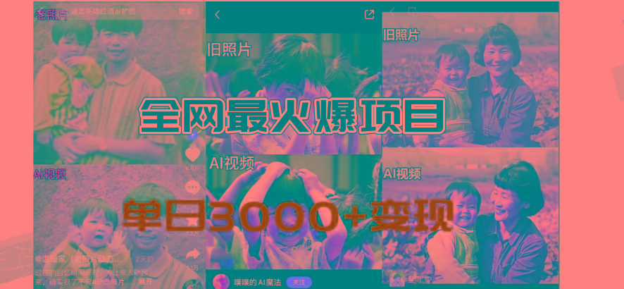 全网爆火的AI让老照片动起来教程，蹭热点日赚3000+，内含免费工具一键…-识享社