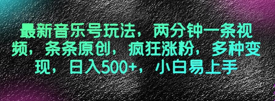 最新音乐号玩法，两分钟一条视频，条条原创，疯狂涨粉，多种变现，日入500+，小白易上手【揭秘】-识享社